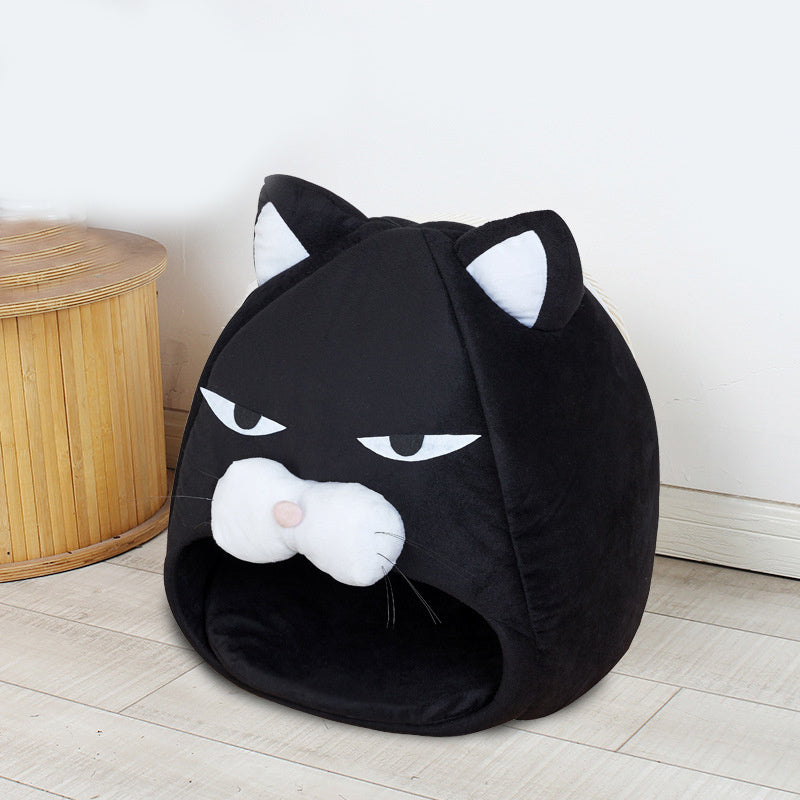 Cat Bed & House โ Soft Nest with Cushion Mat for Comfortable Sleep