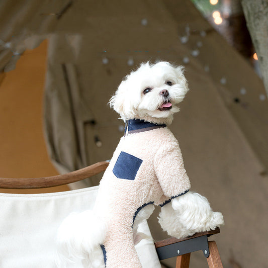 Winter Plush Collar Pet Jacket – Padded Coat for Dogs & Cats