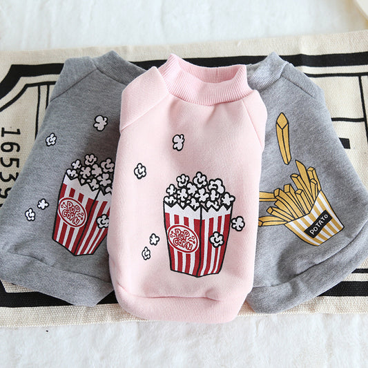 Warm & Stylish Pet Hoodie – Popcorn Design for Cats and Dogs