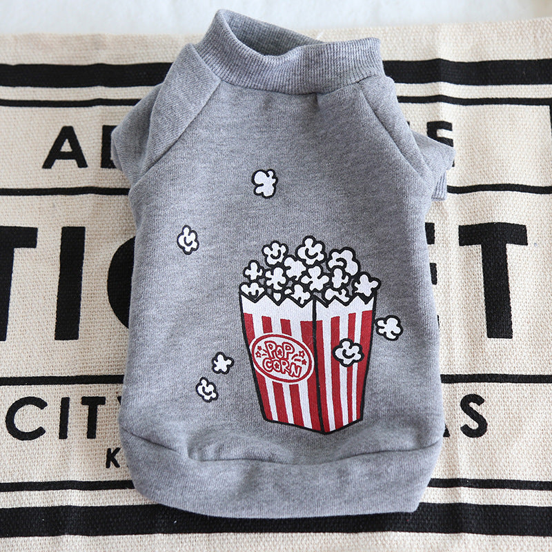 Warm & Stylish Pet Hoodie – Popcorn Design for Cats and Dogs