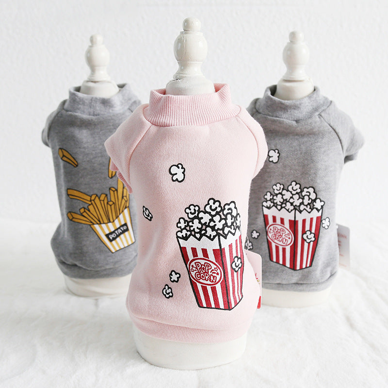 Warm & Stylish Pet Hoodie – Popcorn Design for Cats and Dogs