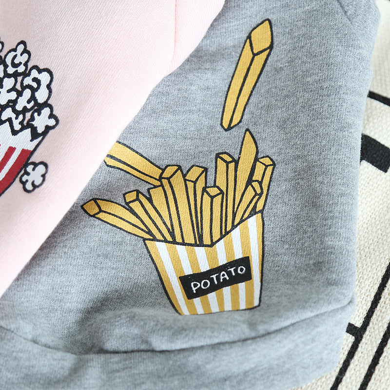 Warm & Stylish Pet Hoodie – Popcorn Design for Cats and Dogs