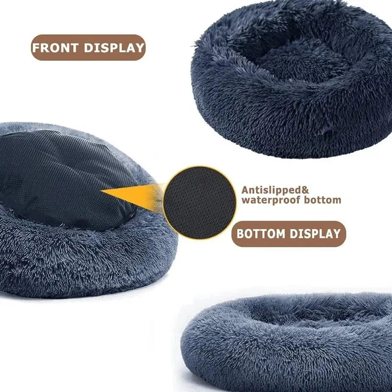 2025 New Washable Round Plush Pet Bed – Cozy Comfort for Dogs & Cats
