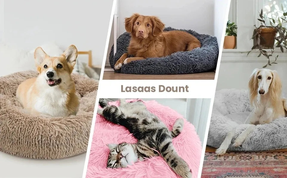 2025 New Washable Round Plush Pet Bed – Cozy Comfort for Dogs & Cats