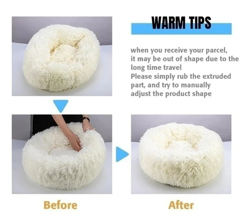 2025 New Washable Round Plush Pet Bed – Cozy Comfort for Dogs & Cats