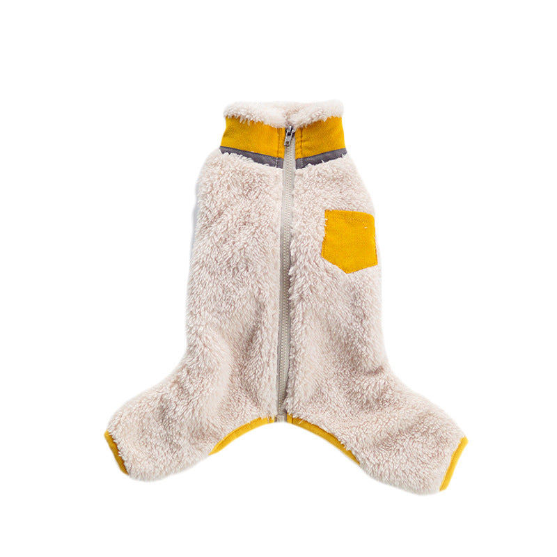 Winter Plush Collar Pet Jacket – Padded Coat for Dogs & Cats