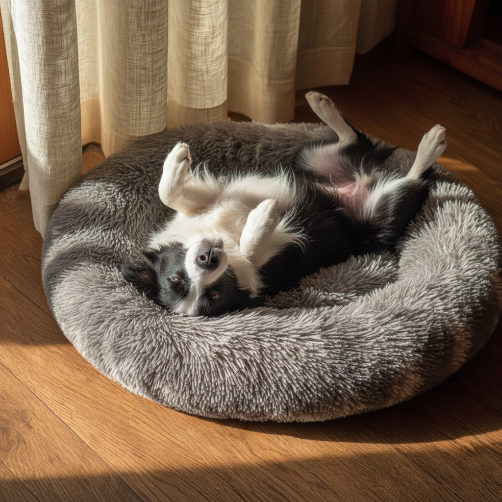2025 New Washable Round Plush Pet Bed – Cozy Comfort for Dogs & Cats