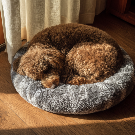 2025 New Washable Round Plush Pet Bed – Cozy Comfort for Dogs & Cats